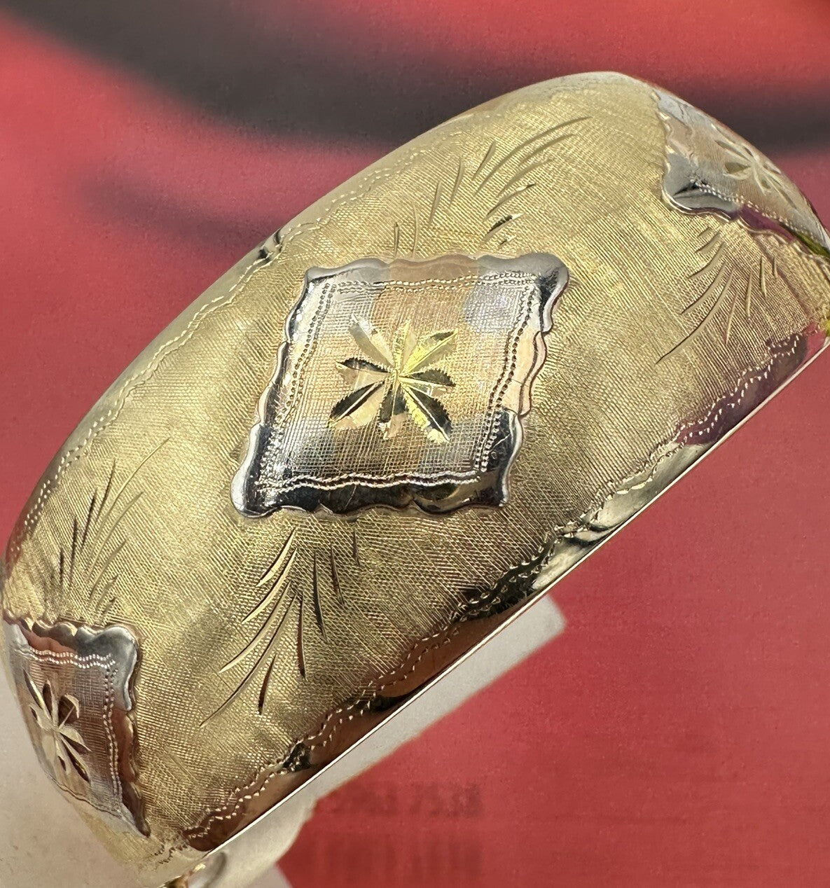 Bracciale schiava rigido in oro tricolore 18 kt, anni '90 – foto 4
