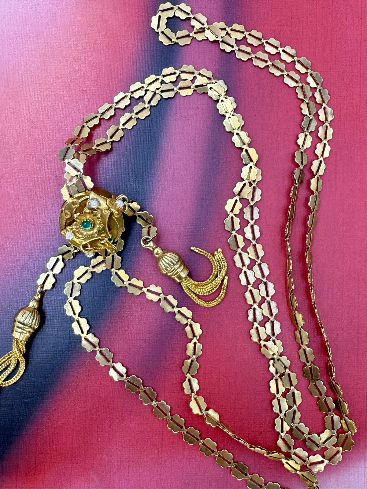 Collana saliscendi Charleston vintage in oro 12 kt, anni '60–'70 – foto 16