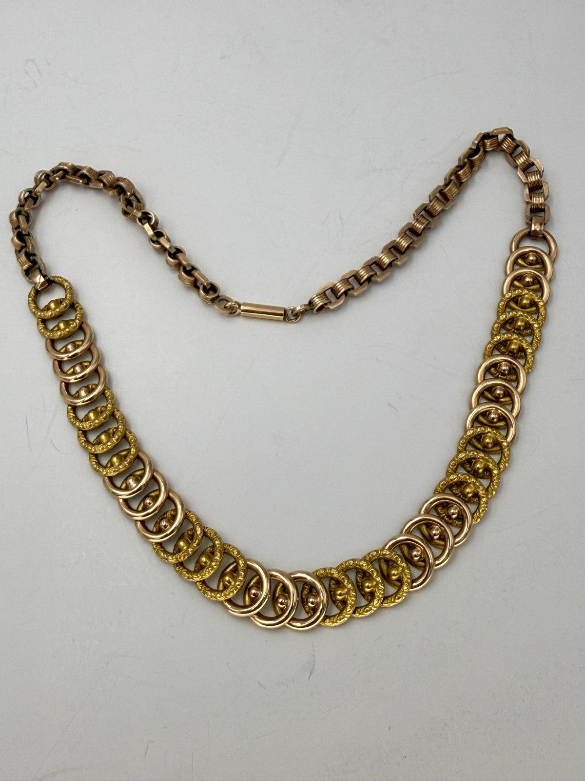 Collana girocollo antica in oro bicolore 12 kt con pietre colorate, inizi '900 – foto 2