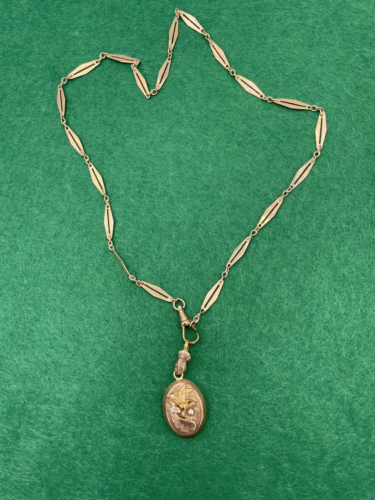 Collana antica in oro 6/7 kt a moduli con ciondolo, inizi '900 – foto 4