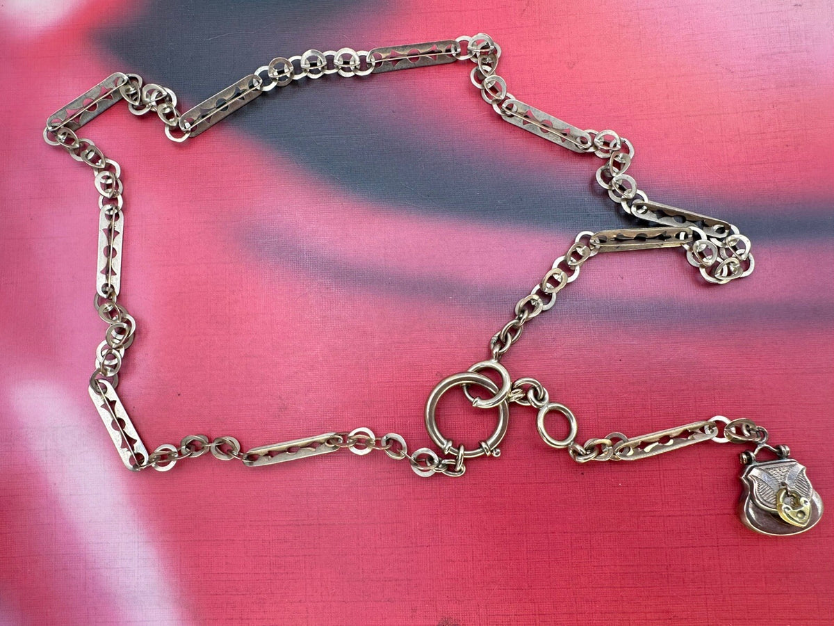 Collana in oro rosa 9 kt con moschettone e pendente a borsetta, inizi '900 – foto 12