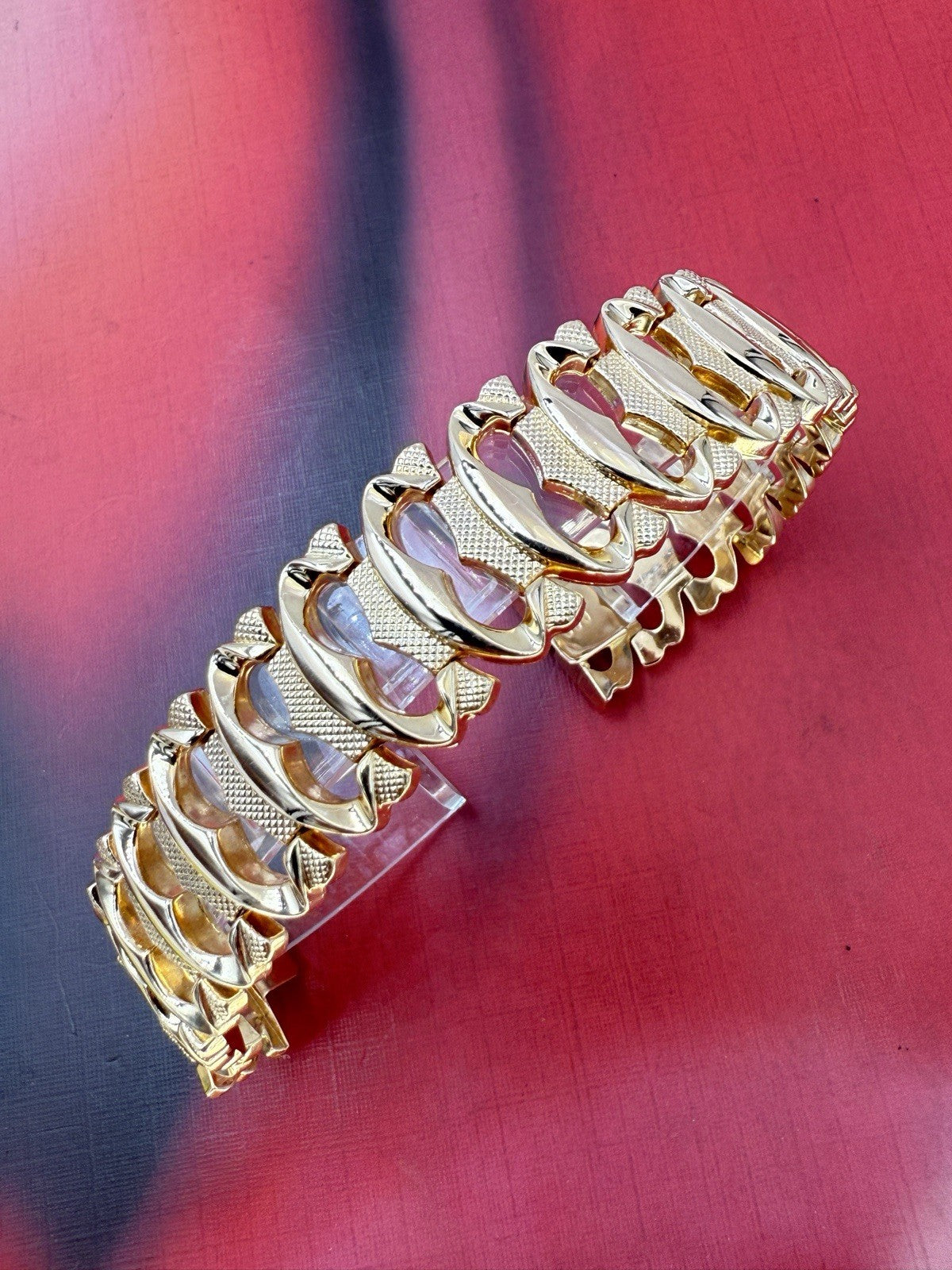 Bracciale tappeto semirigido vintage in oro rosa 18 kt, anni '60 – foto 8