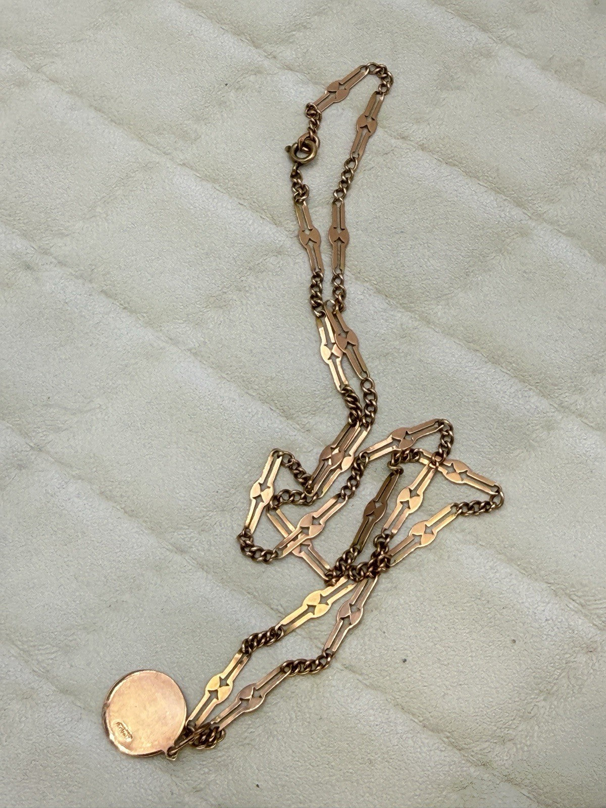 Collana antica in oro 9 kt con ciondolo floreale smaltato viola, inizi '900 – foto 5