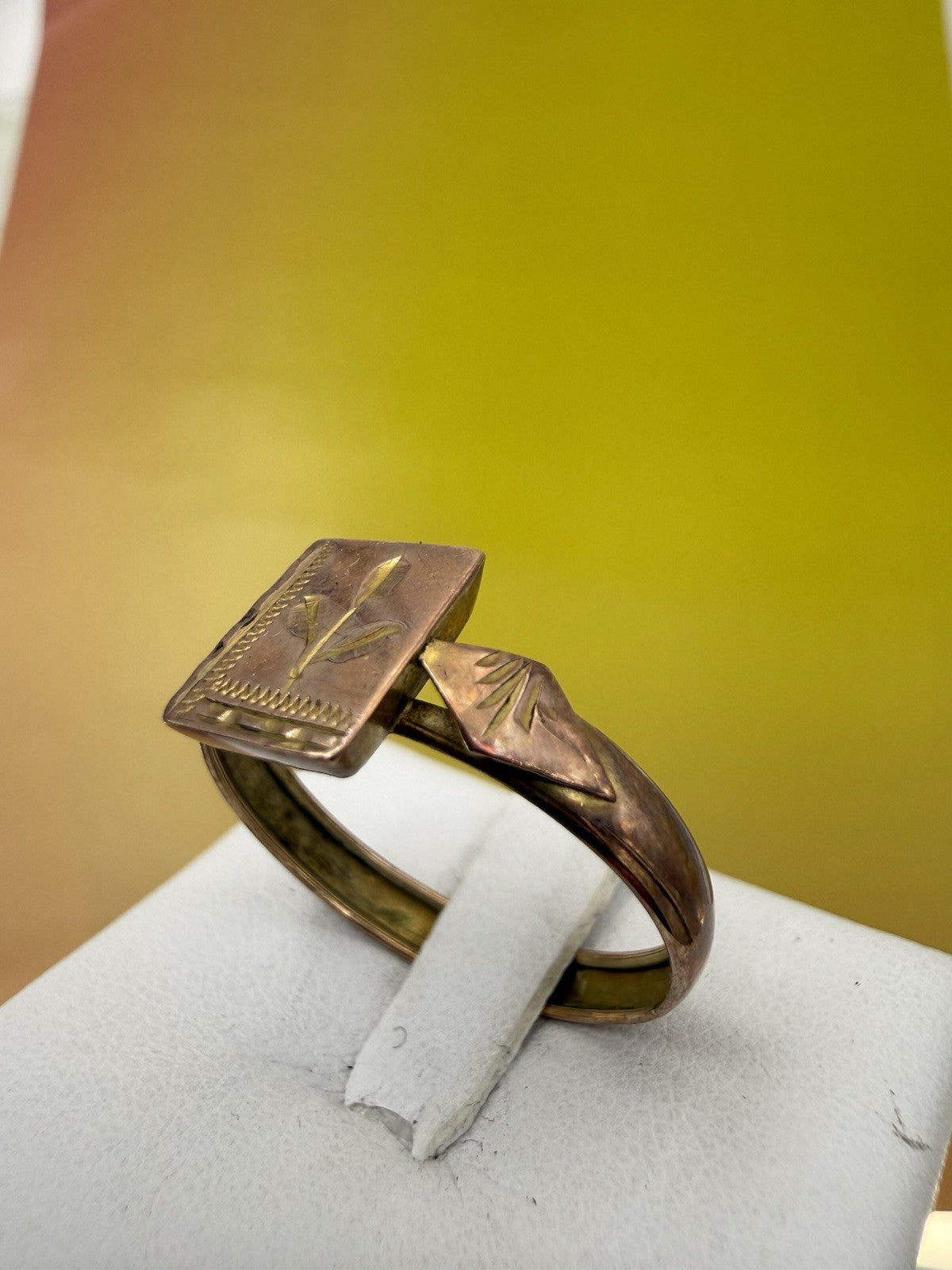 Anello borbonico inciso in oro 6/7 kt, misura 24, fine '800 – foto 5