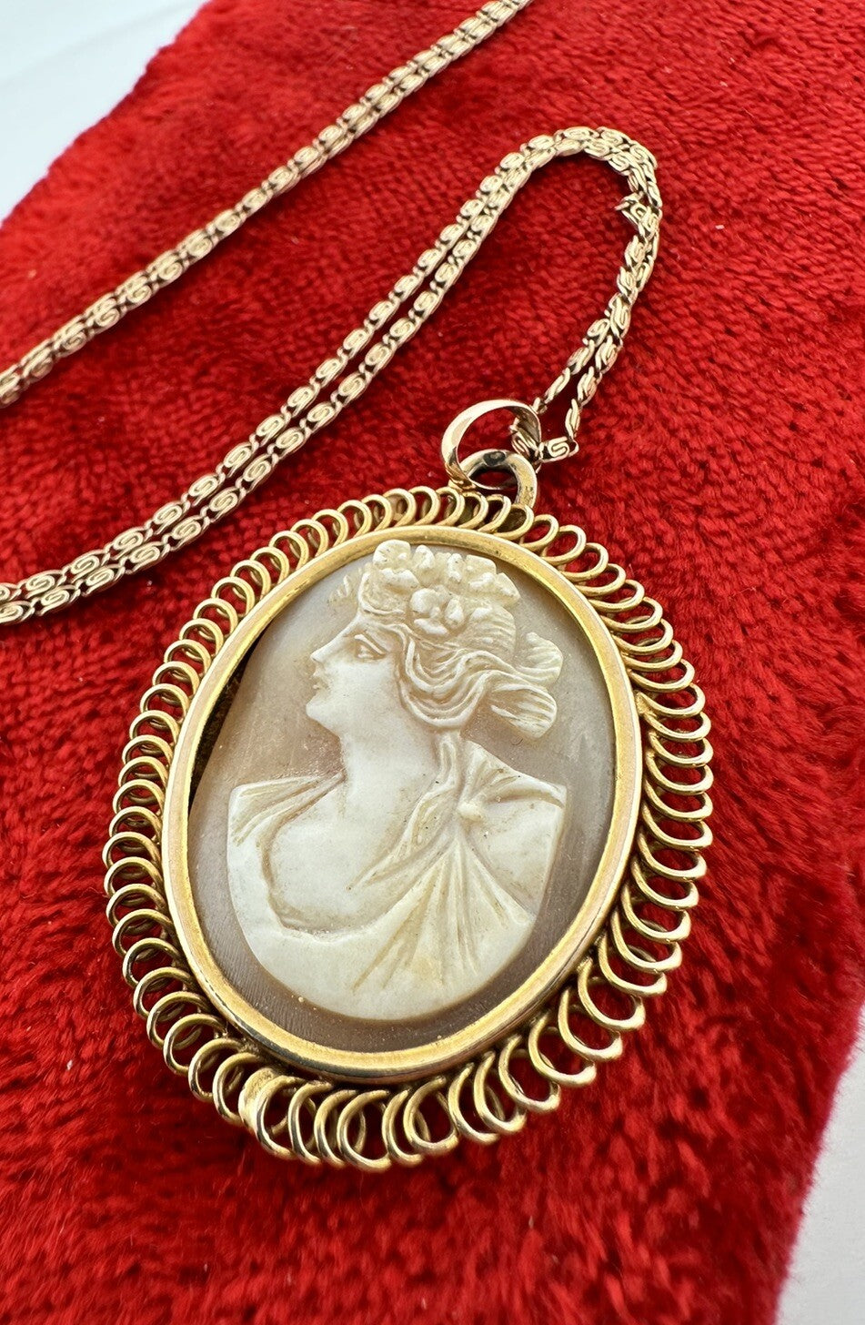 Collana antica in oro rosa 12 kt con cammeo in conchiglia, inizi '900 – foto 6