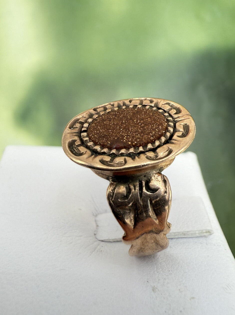 Anello borbonico in oro 6/7 kt con pasta vitrea stellata, fine '800 – foto 5
