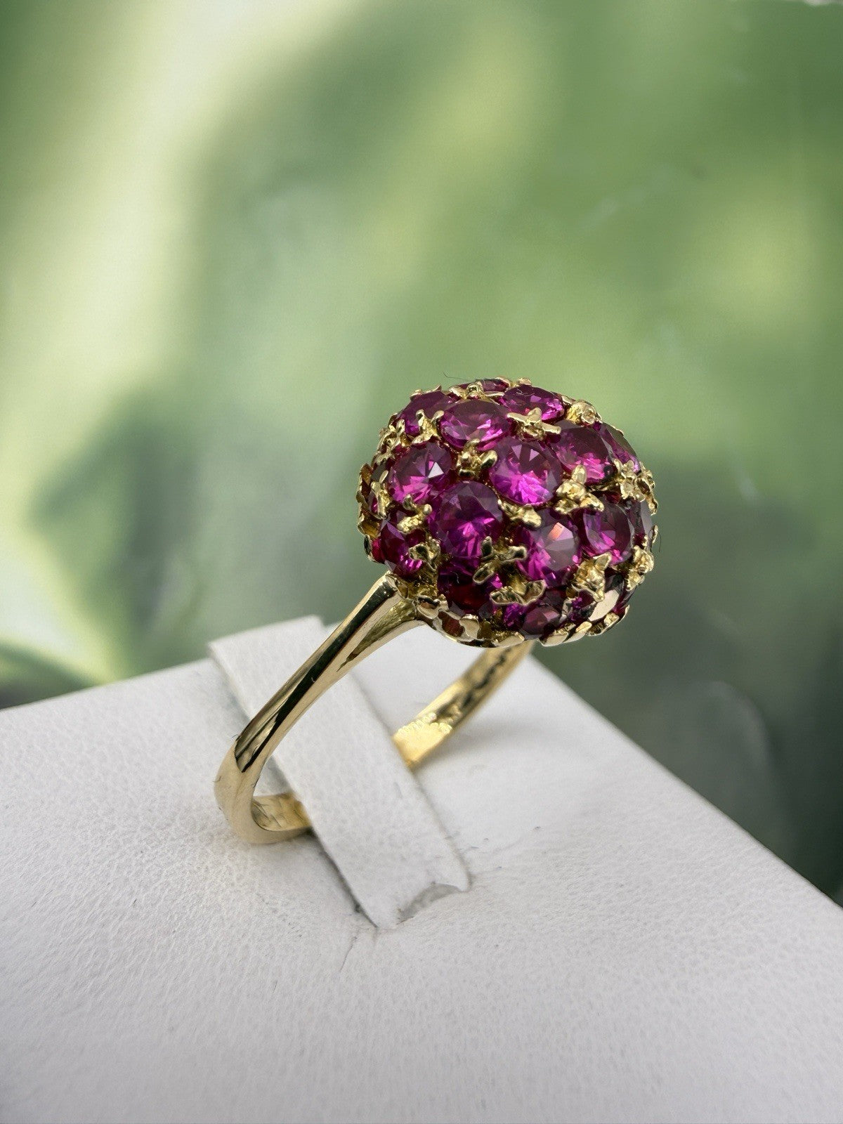 Anello a sfera vintage in oro 18 kt con rubini sintetici, anni '70 – foto 8