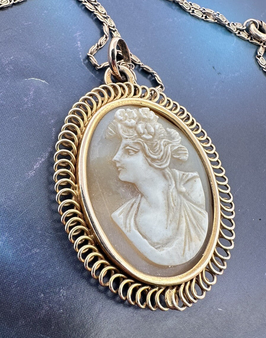 Collana antica in oro rosa 12 kt con cammeo in conchiglia, inizi '900 – foto 2