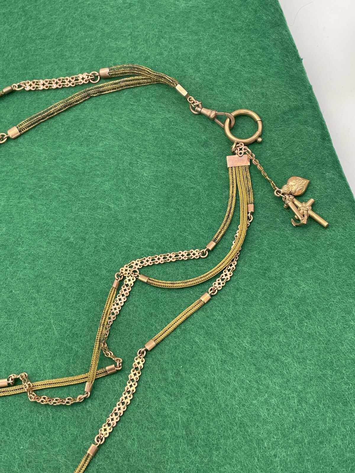 Doppia collana porta-orologio in oro rosa 6/7 kt con bussola e ciondoli – foto 7