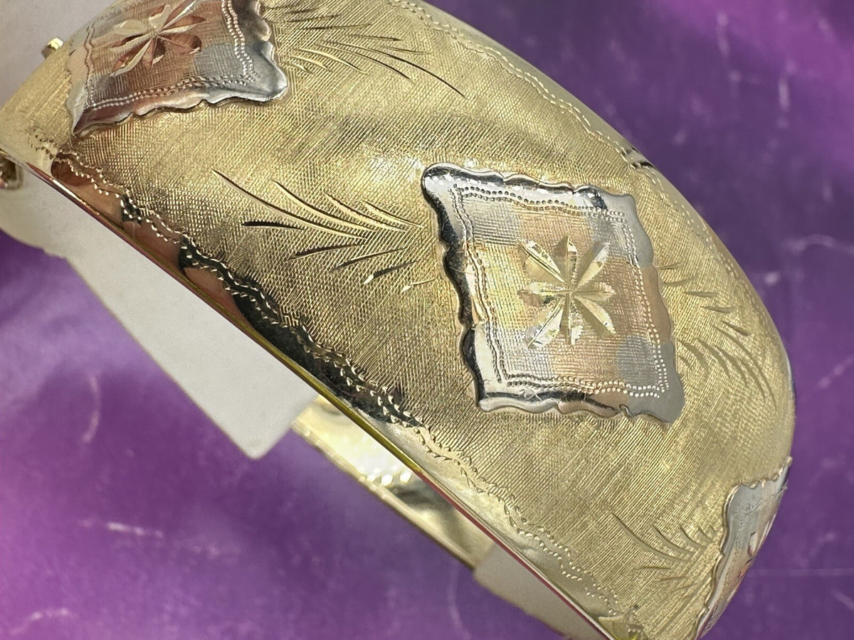 Bracciale schiava rigido in oro tricolore 18 kt, anni '90 – foto 21
