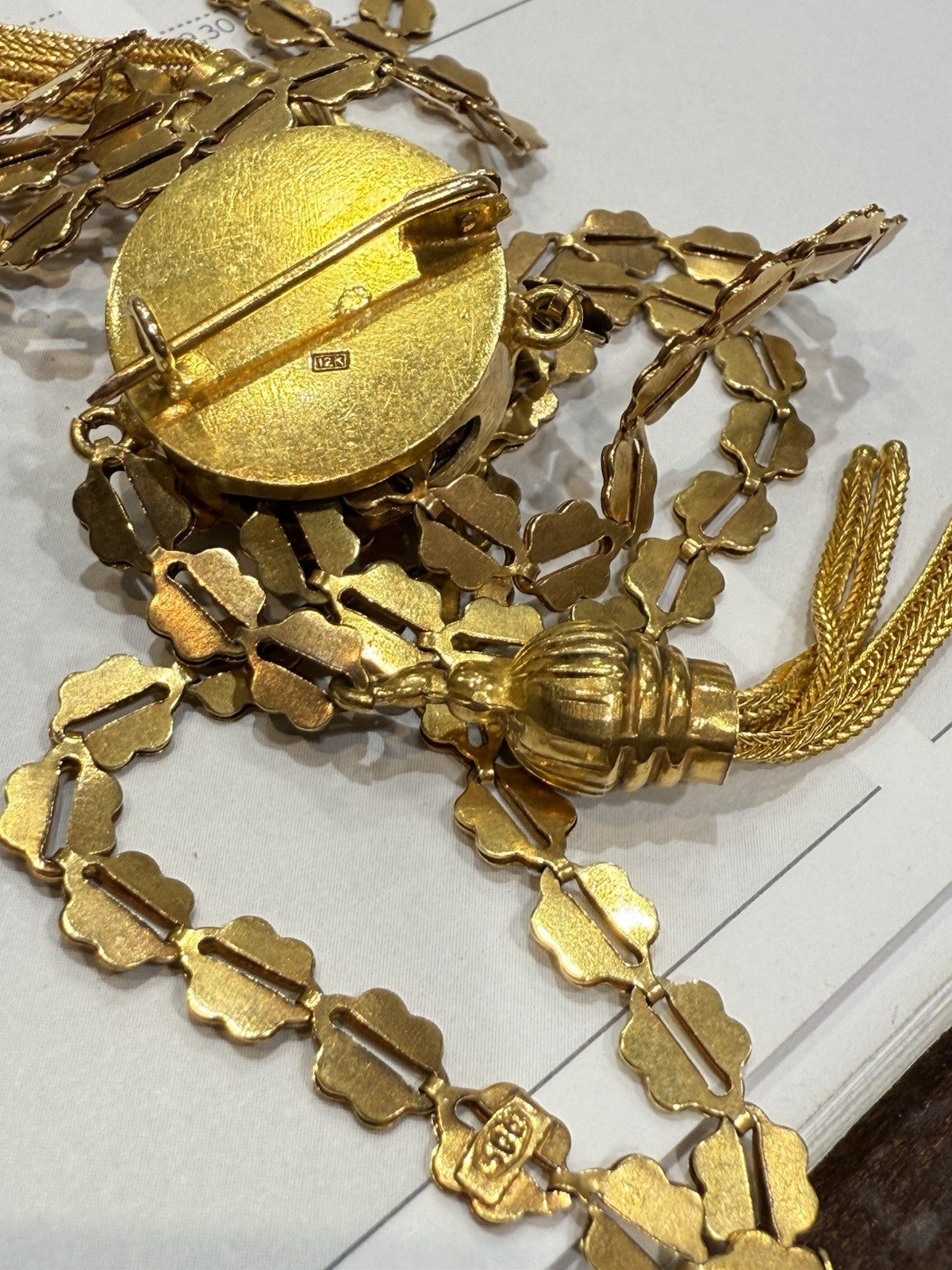 Collana saliscendi Charleston vintage in oro 12 kt, anni '60–'70 – foto 8