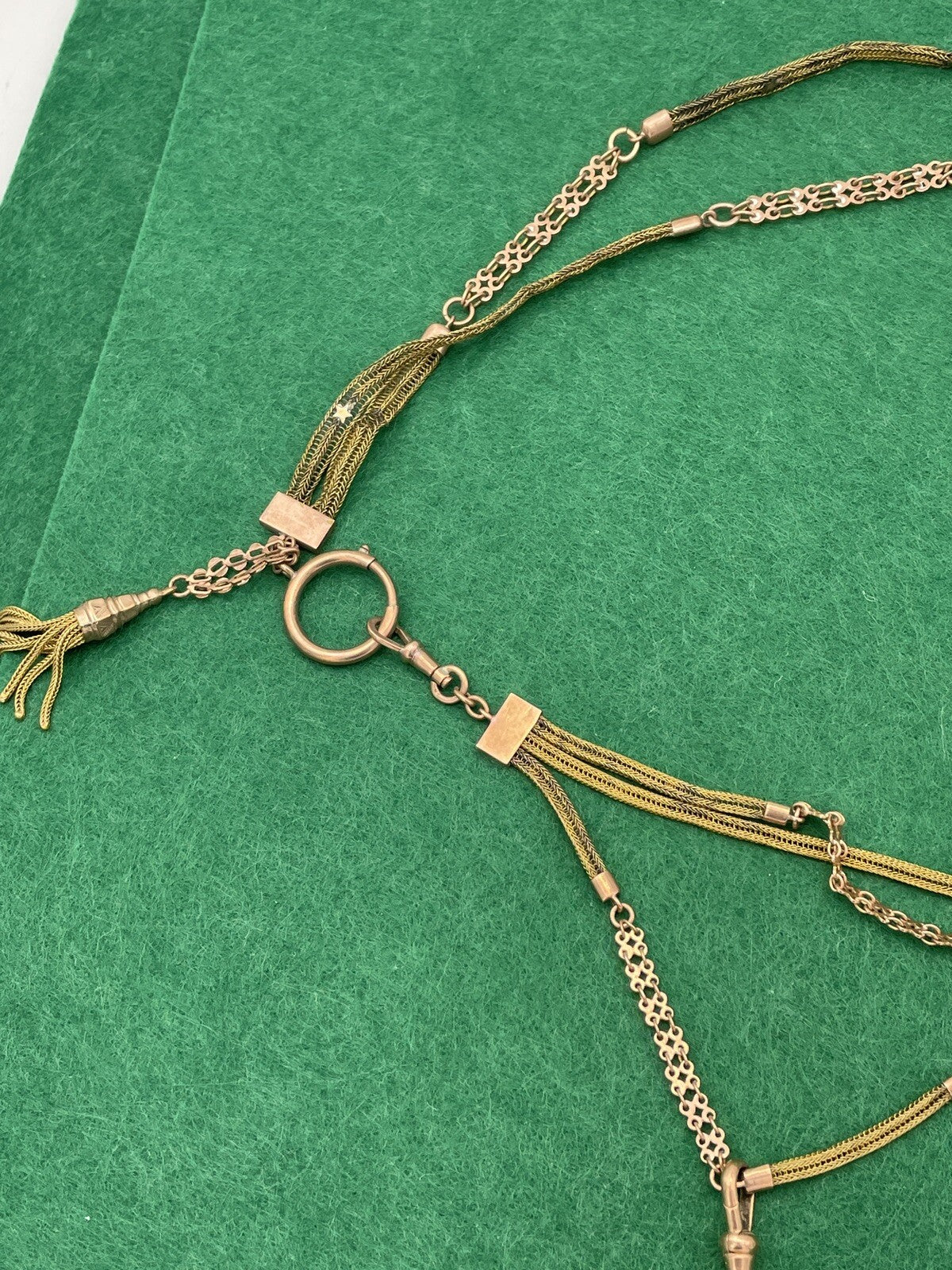 Doppia collana porta-orologio in oro rosa 6/7 kt con bussola e ciondoli – foto 6