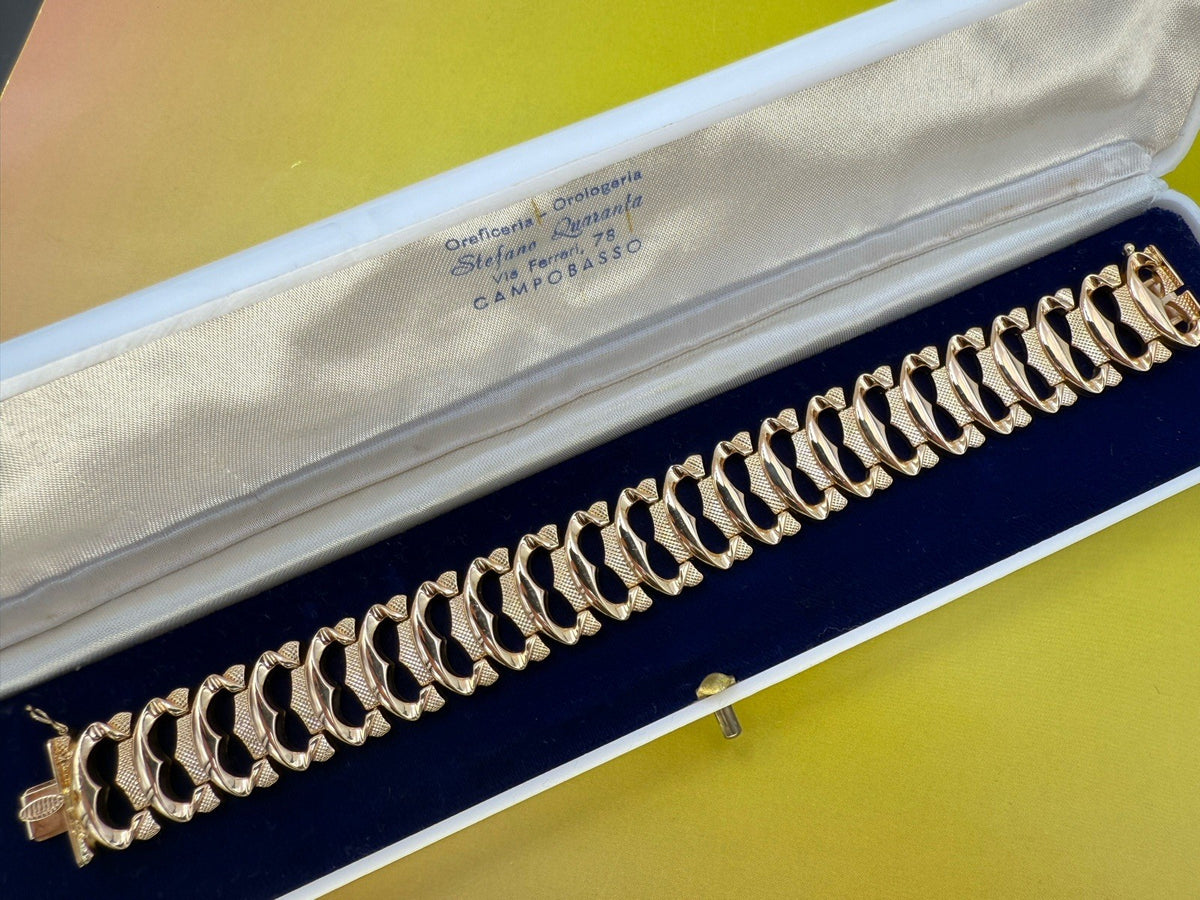 Bracciale tappeto semirigido vintage in oro rosa 18 kt, anni '60 – foto 5