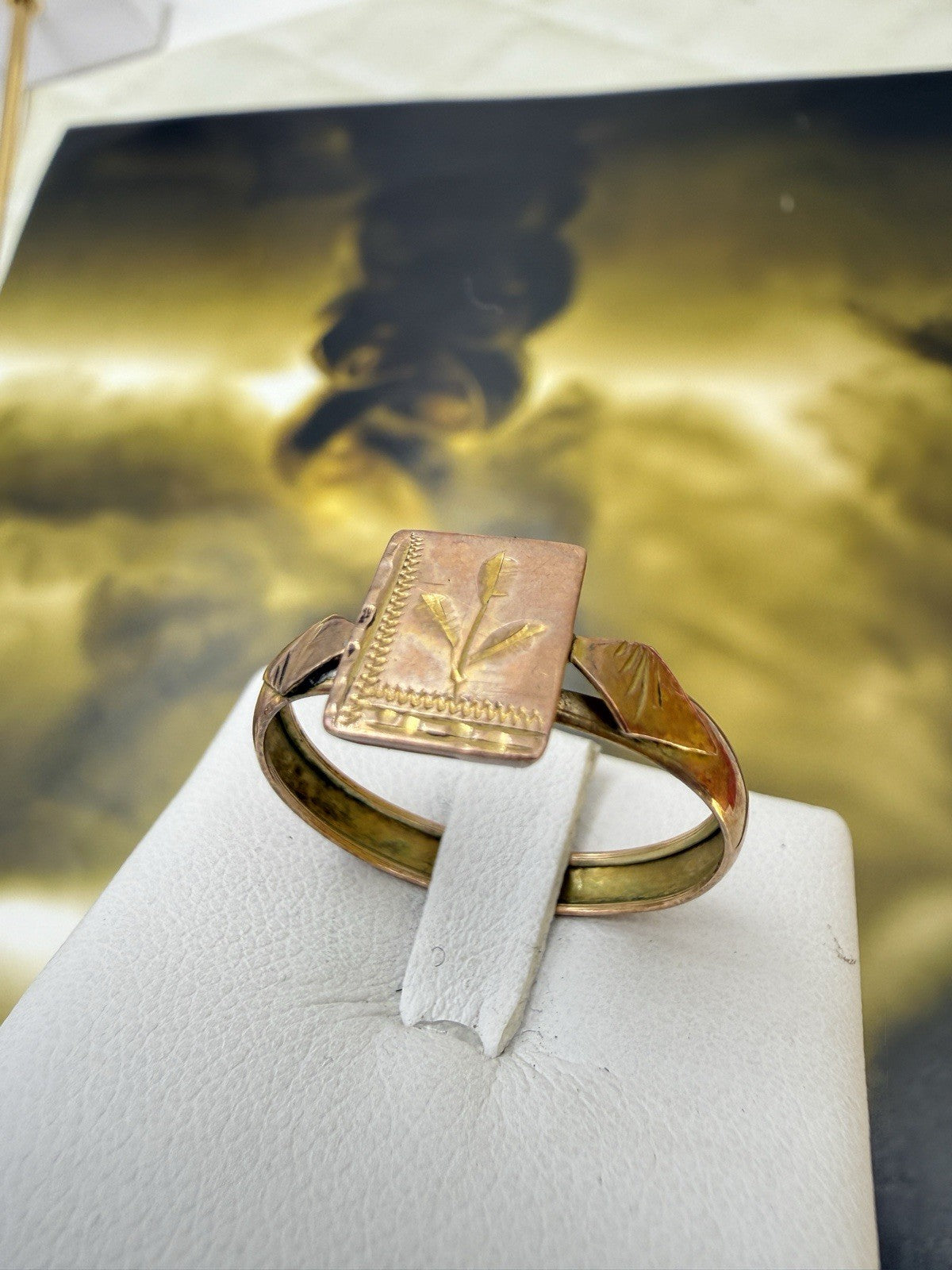Anello borbonico inciso in oro 6/7 kt, misura 24, fine '800 – foto 8