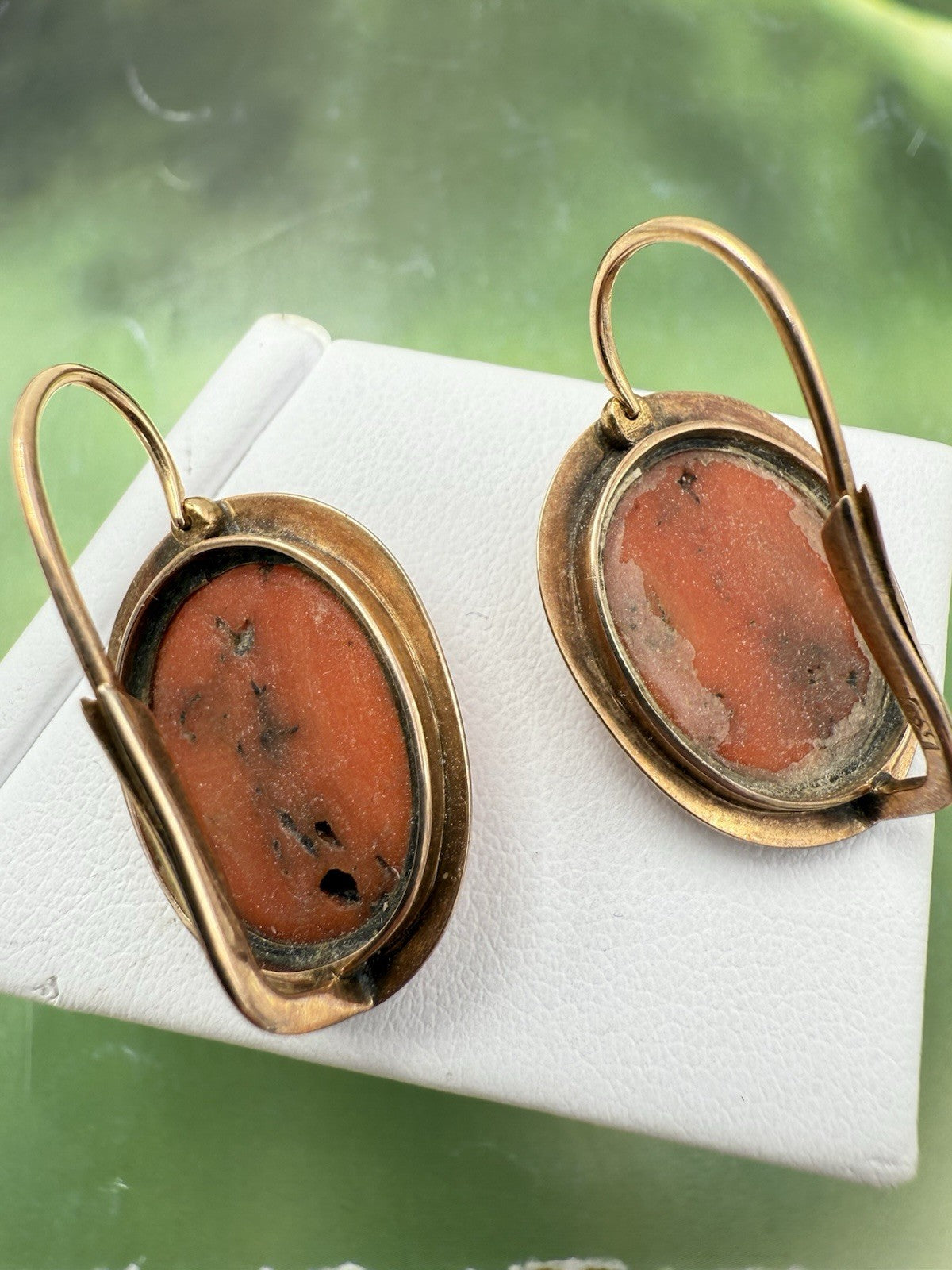 Orecchini antichi in oro rosso 6/7 kt con cammei di corallo, '800 – foto 12