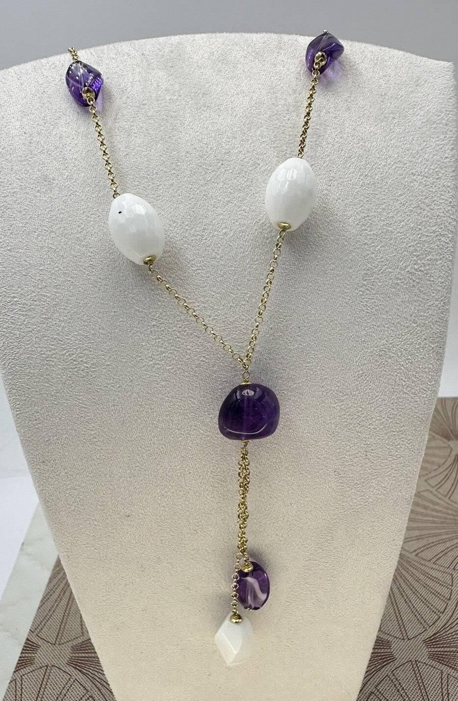 Collana Sassi con ametiste, agate bianche e oro 18 kt – foto 3