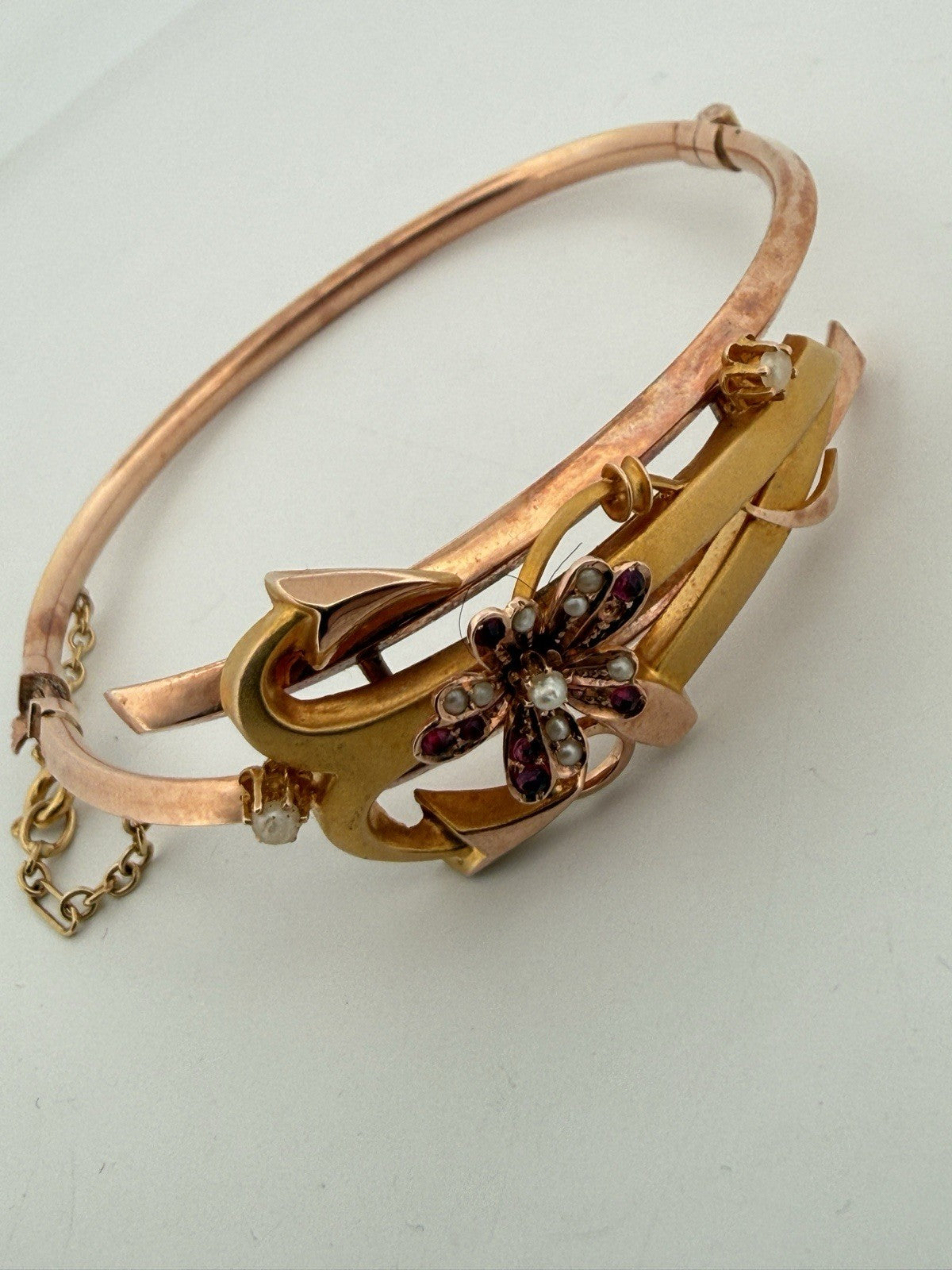 Parure antica bracciale, spilla e orecchini in oro 6/7 kt, fine '800 – foto 8