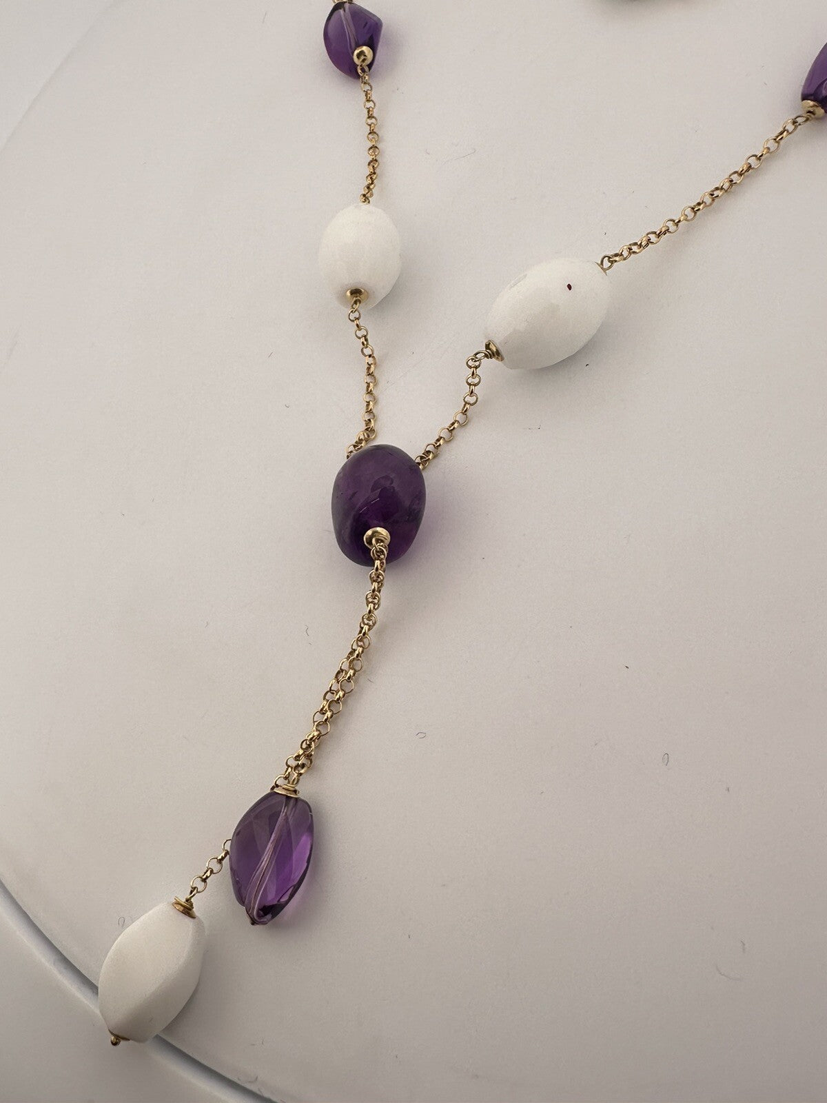 Collana Sassi con ametiste, agate bianche e oro 18 kt – foto 10
