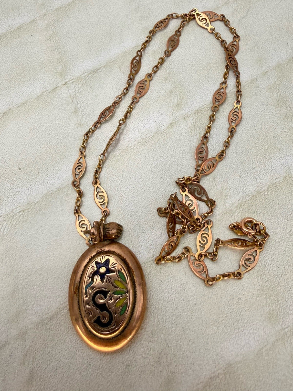 Collana borbonica in oro 6/7 kt con ciondolo a smalti multicolor, fine '800 – foto 8