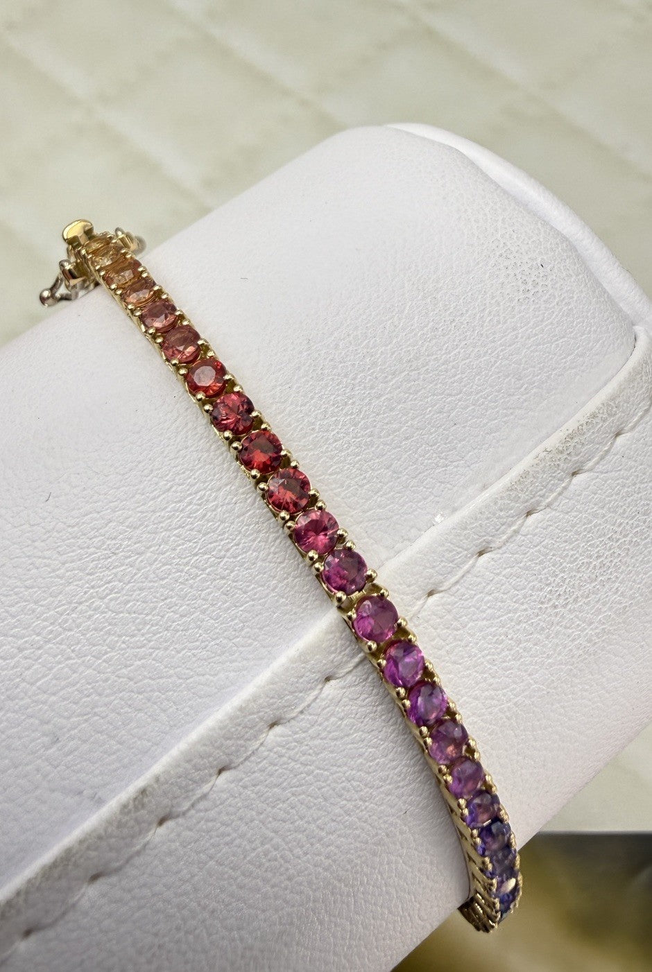 Bracciale tennis rainbow in oro giallo 18 kt con zaffiri multicolor – foto 18