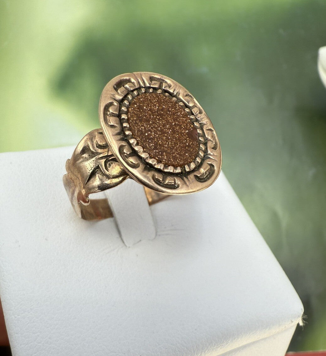 Anello borbonico in oro 6/7 kt con pasta vitrea stellata, fine '800 – foto 11