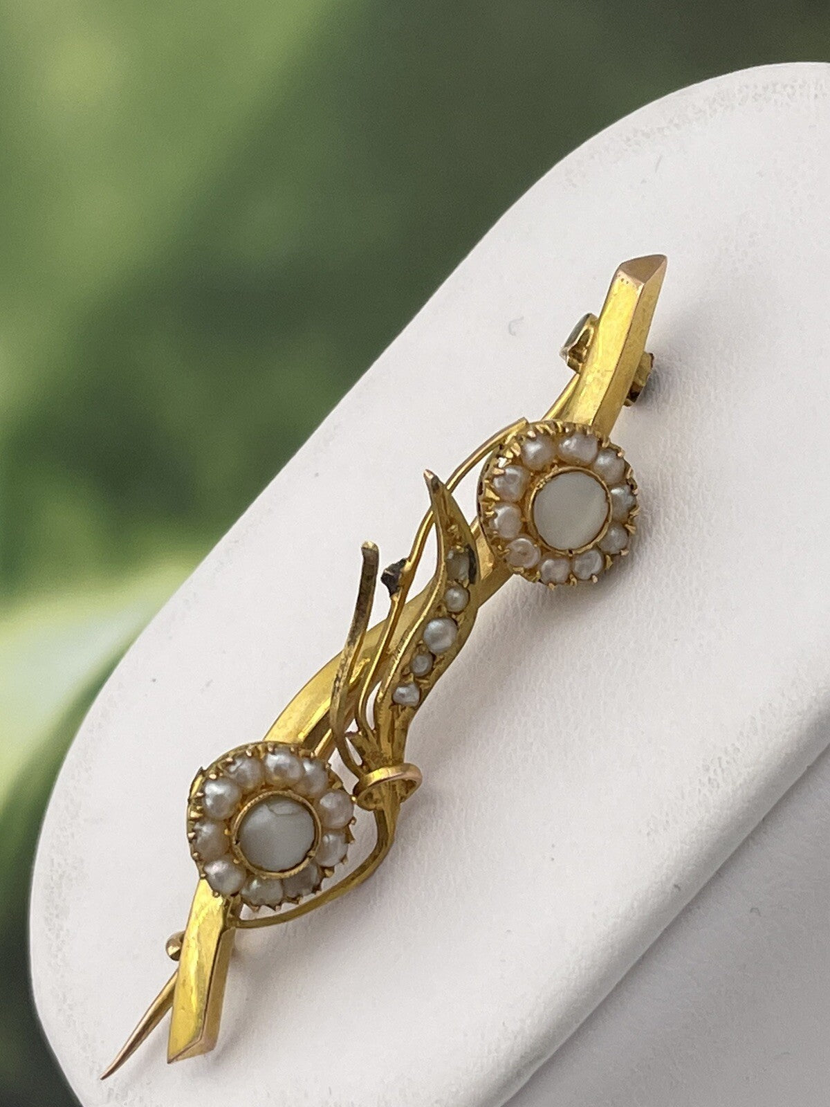 Spilla antica in oro rosso 6/7 kt con piccole perle, fine '800 – foto 3