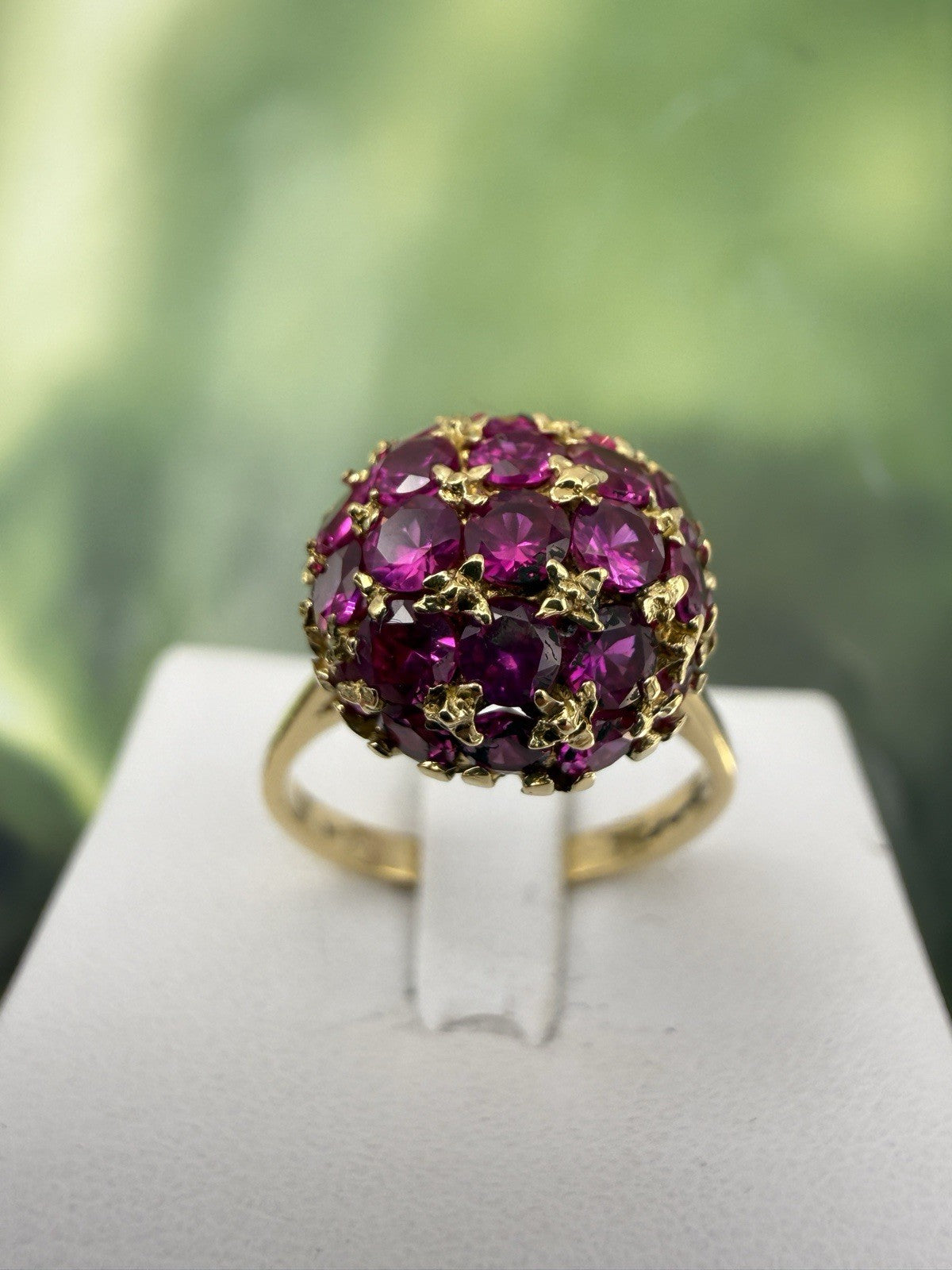 Anello a sfera vintage in oro 18 kt con rubini sintetici, anni '70 – foto 3