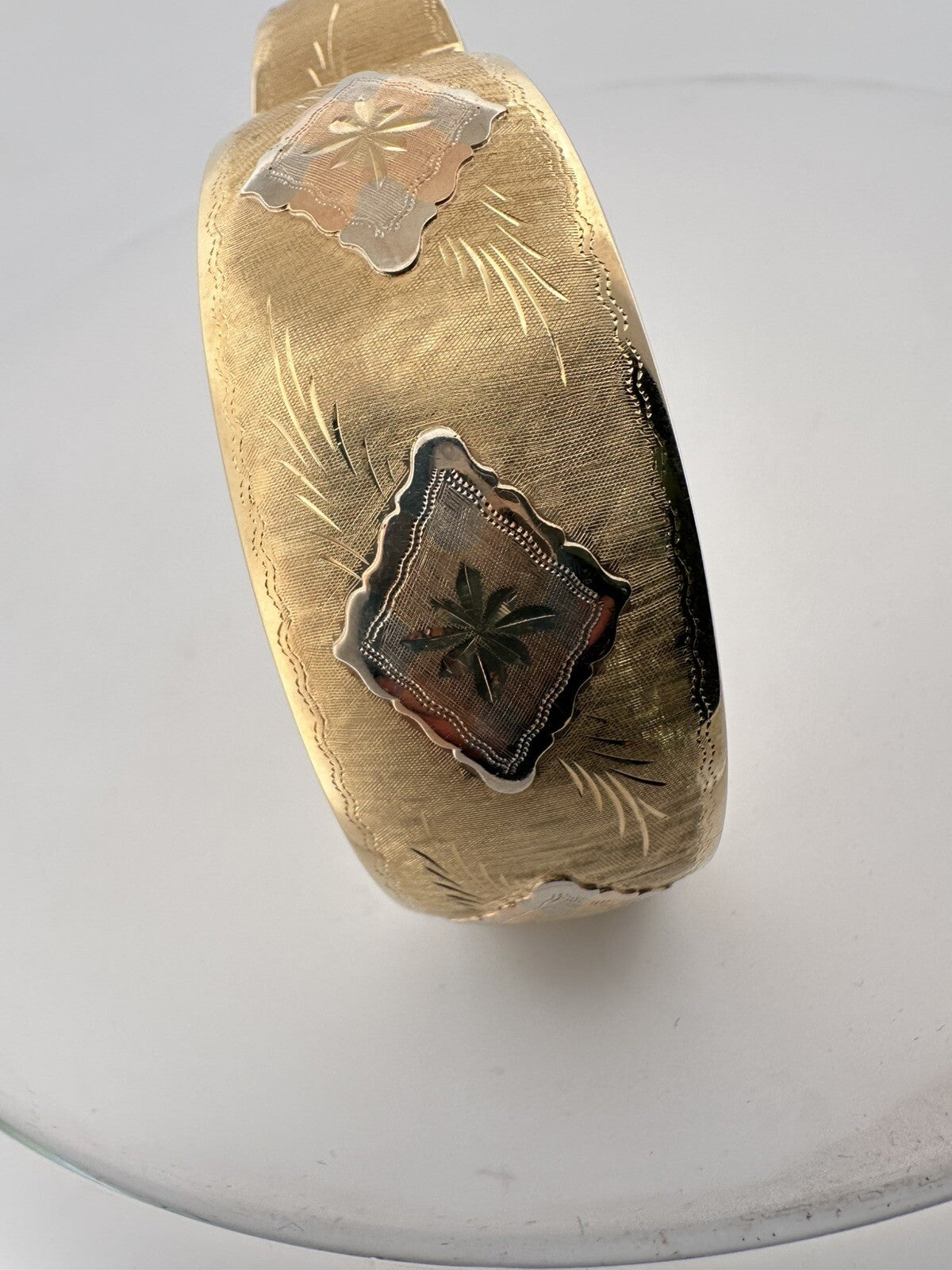 Bracciale schiava rigido in oro tricolore 18 kt, anni '90 – foto 8