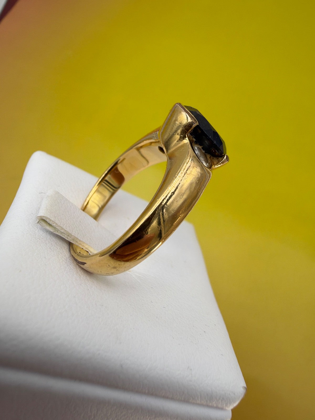Anello da uomo vintage in oro 12 kt con zaffiro sintetico, anni '70 – foto 5