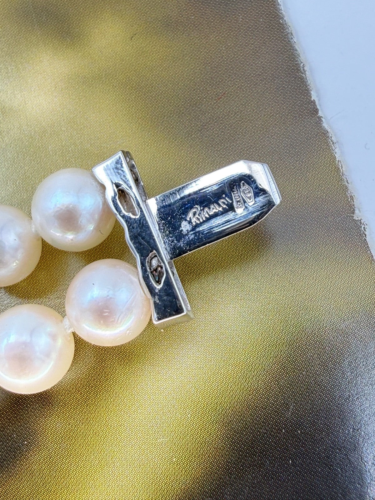 Bracciale doppio filo di perle con chiusura in oro bianco 18 kt e brillanti – foto 18