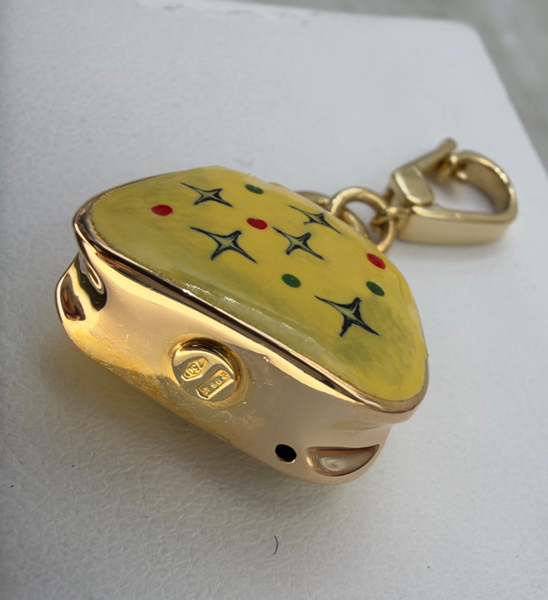 Ciondolo a borsetta smaltata apribile in oro 18 kt, anni '90 – foto 2