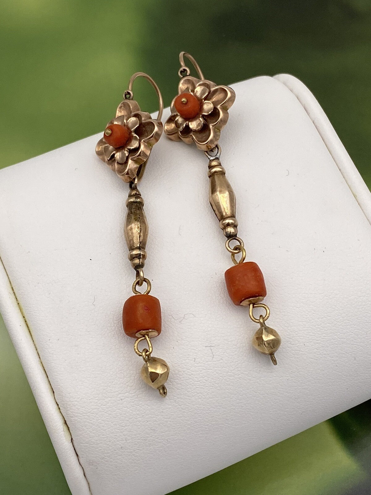 Orecchini antichi in oro rosso 6/7 kt con corallo mediterraneo, fine '800 – foto 6