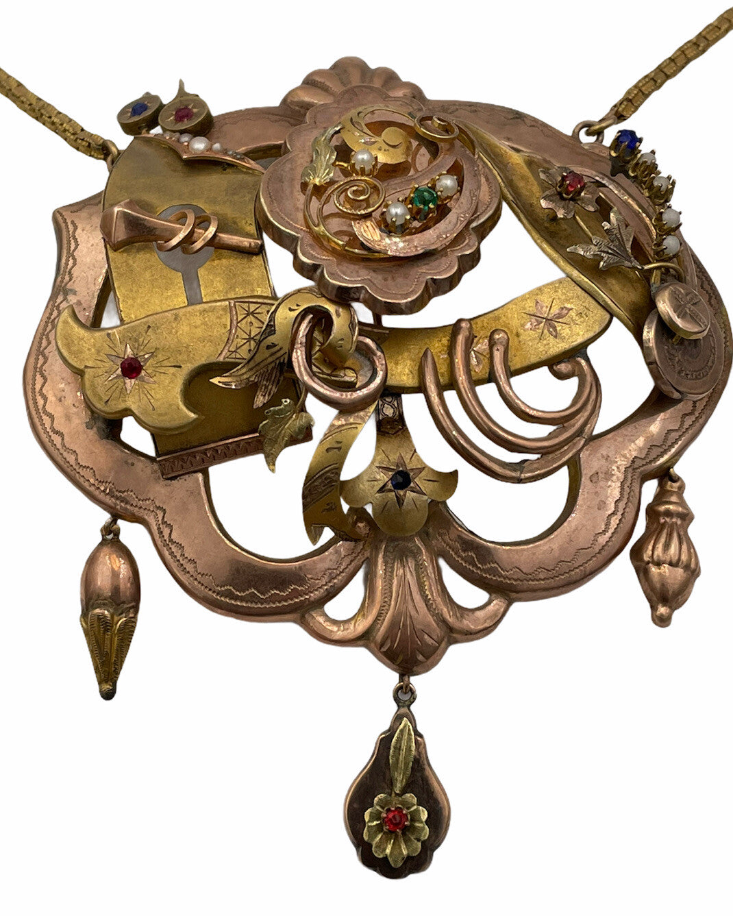 Grande collana borbonica a concertino in oro 6/7 kt con perle, fine '800 – foto 11