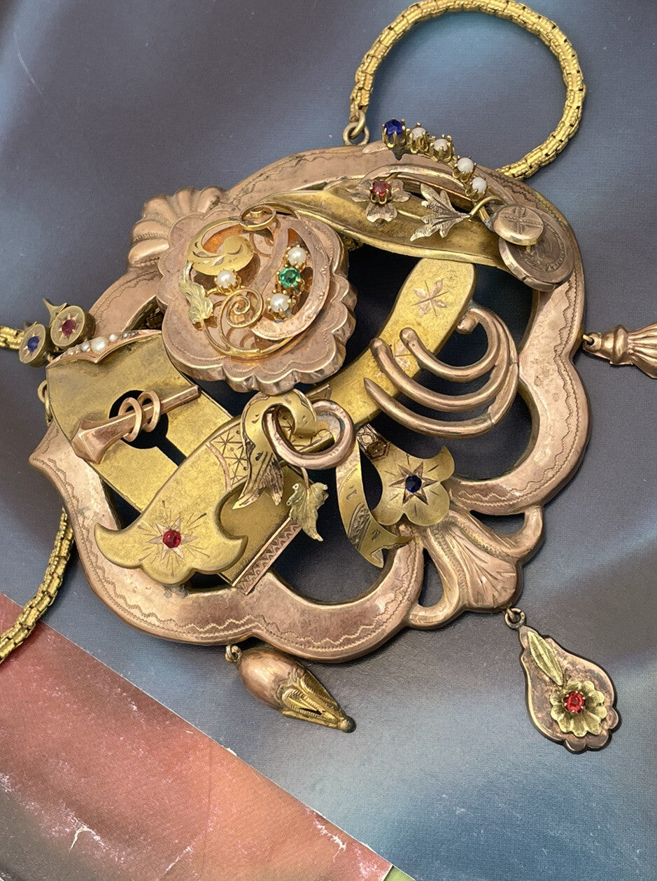 Grande collana borbonica a concertino in oro 6/7 kt con perle, fine '800 – foto 10