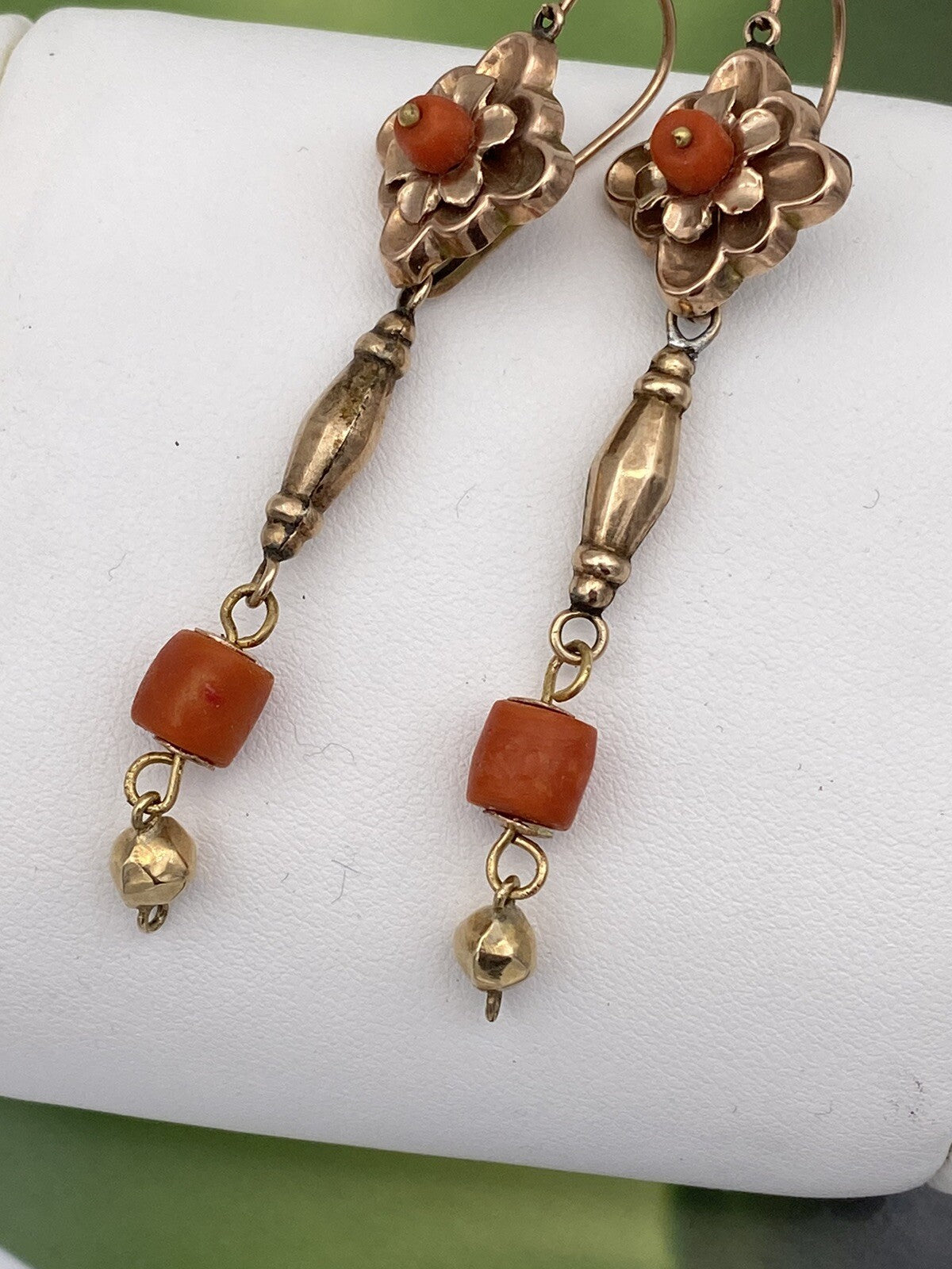 Orecchini antichi in oro rosso 6/7 kt con corallo mediterraneo, fine '800 – foto 9