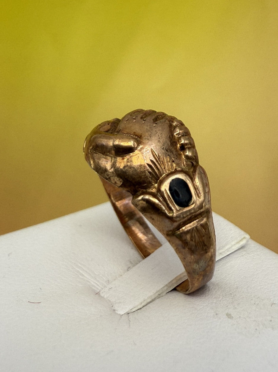 Anello borbonico Legame d'amore in oro 6/7 kt con smalti, fine '800 – foto 4