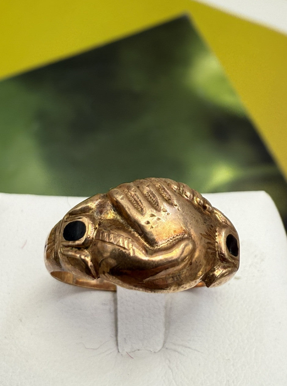 Anello borbonico Legame d'amore in oro 6/7 kt con smalti, fine '800 – foto 9