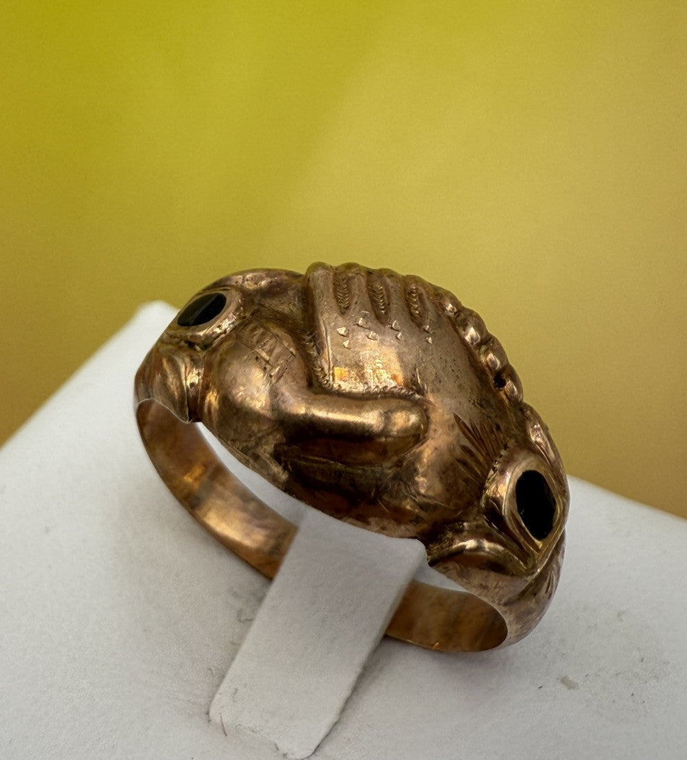 Anello borbonico Legame d'amore in oro 6/7 kt con smalti, fine '800 – foto 2